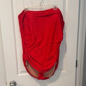 Gorgeous red strapless one piece swimsuit J Crew